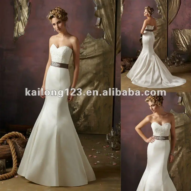 Sweetheart Fit And Flare Chapel Train Beaded Lace Applique