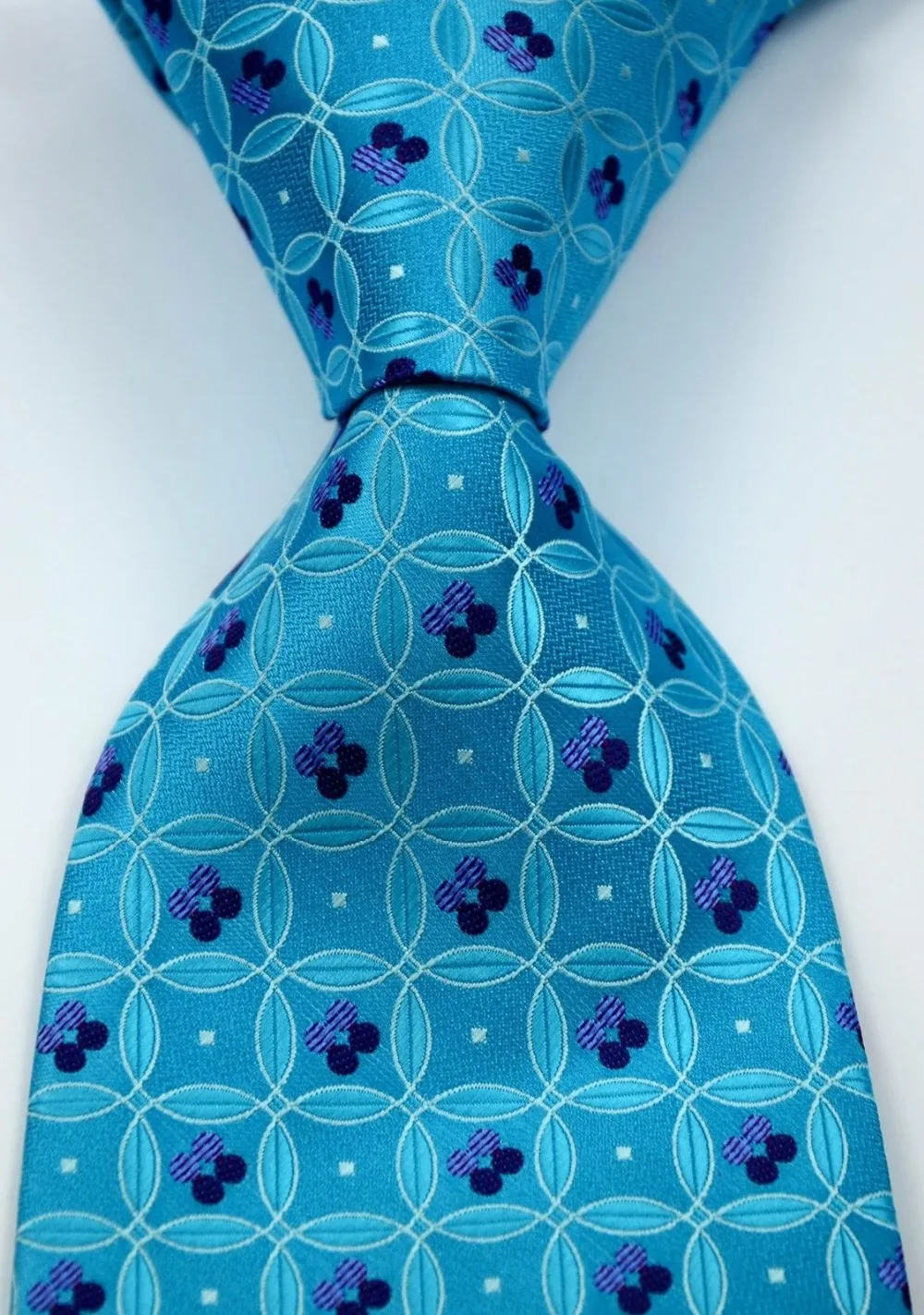 New Classic Solid Turquoise Blue Purple JACQUARD WOVEN Silk Men's Tie ...