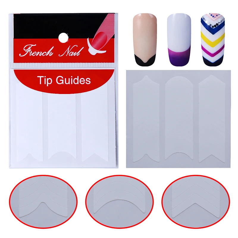 5pcs Nails Sticker Tips Guide French Manicure Nail Art Decals Form Fringe Guides Sticker for UV