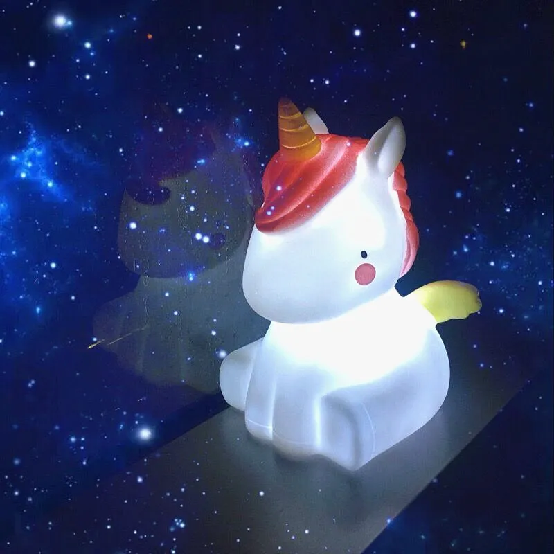 

Nursery Decorative LED Night Lights Soft silicone Unicorn Toy for Kids LED lighting Portable Bedside Baby room Desk Decoration