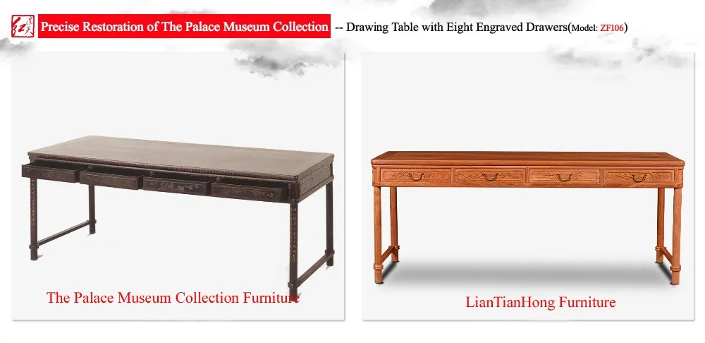 Drawing Table With Eight Engraved Calligraphy Painting Drawers Drawing Table With Eight Engraved Calligraphy Painting Drawers Chinese Clical Rectangle Long Office Book Desks Burma Rosewood In Console Tables From