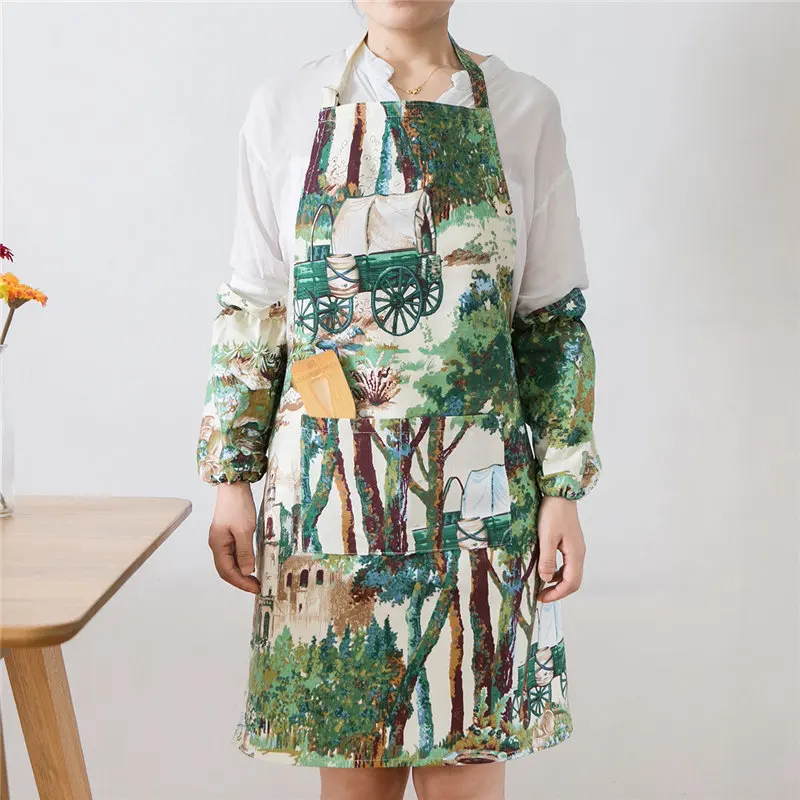 Rustic Style Cooking Kitchen Apron For Woman 100 Cotton Coffee Shop