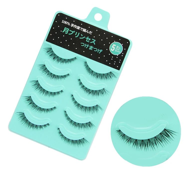 

2019 Hot Sale 5 Pairs Fashion Natural Short Eyelashes Crossover Long Tail Nude Makeup Handmade False Eyelashes Extension Tools