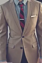 2016 Brown Blazer Black Pants Slim Fit Mens Wedding Prom Party Suits 2 Pieces Casual Man Tuxedos Custom Made (Jacket+Pants)
