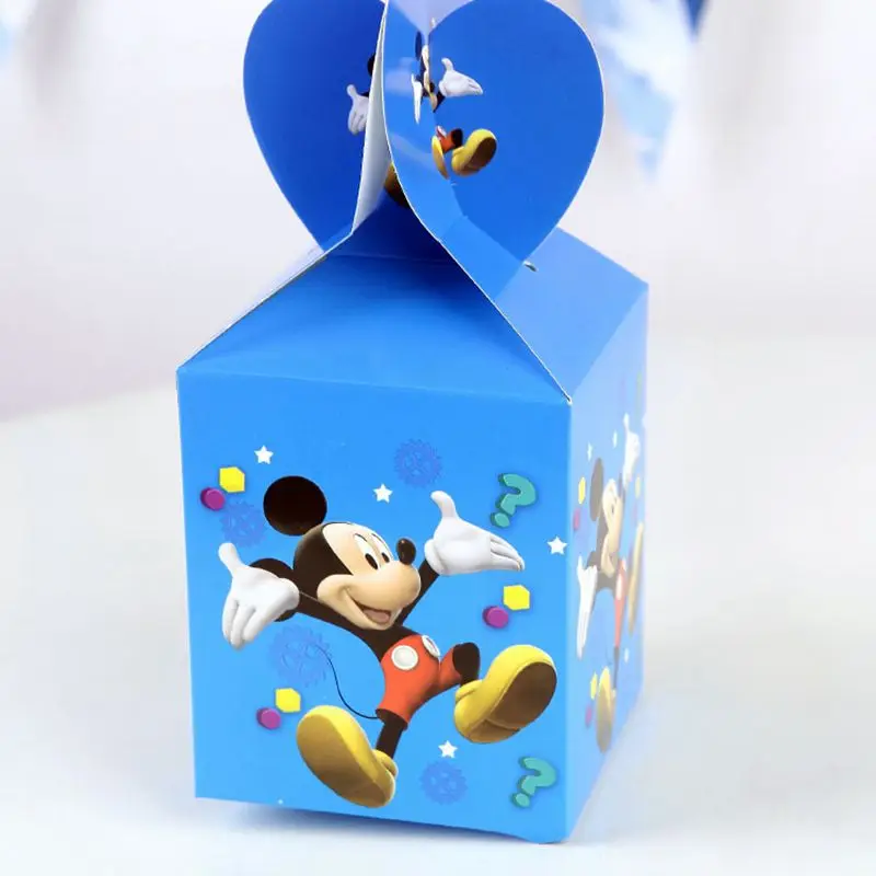 12 шт./партия, коробка для конфет с Микки Маусом, украшения для дня рождения, свадебные бумажные подарочные коробки с Микки Маусом, товары для душа для малышей