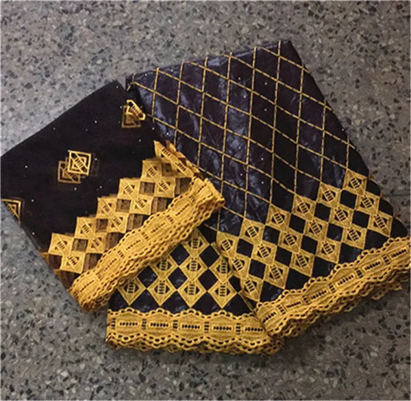 Африканское парчовое ткань Базен riche getzner Базен кружевная ткань с камнями ткань Африканская кружевной ткани для свадьбы 5+ 2 ярдов/партия