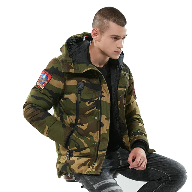 Hooded Camouflage Men Winter Jacket Coat Casual Slim Warm Military Bomber Parka Menin Parkas