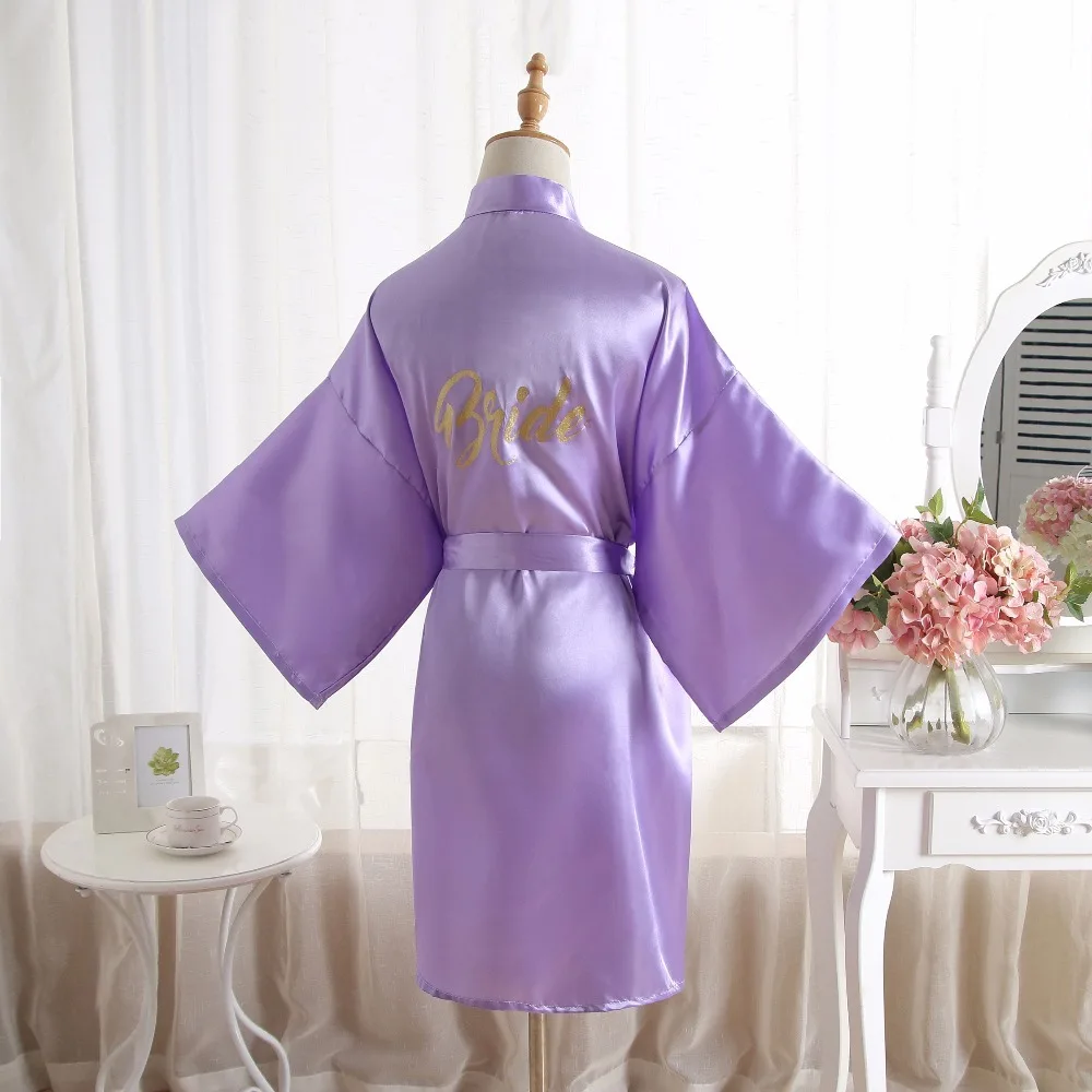 Пикантные Свадебные вечерние халат письмо невесты на халат назад новый Для женщин короткий атласный свадебное кимоно одноцветная одежда