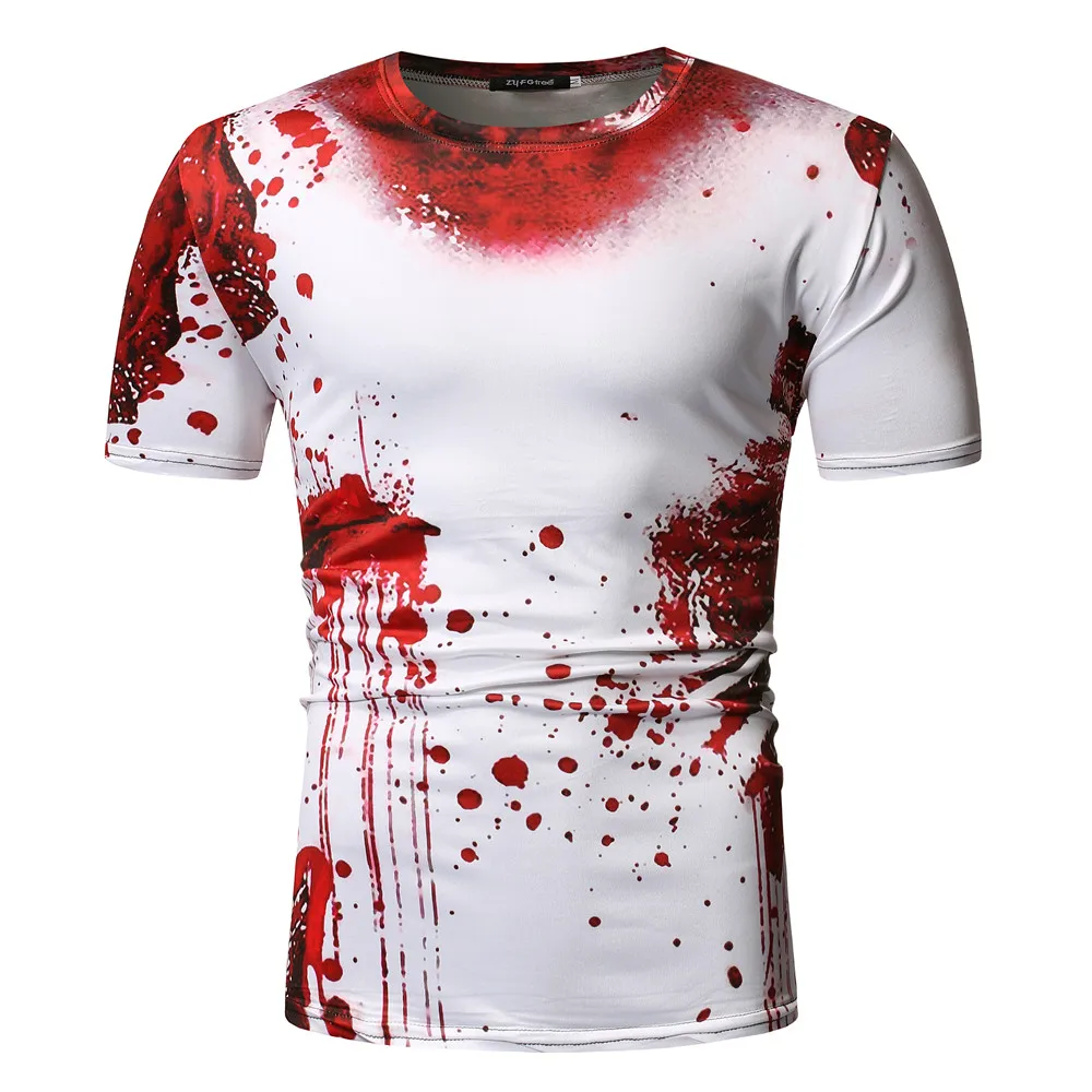 

MarKyi 2019 fashion 3d blood print mens t-shirt hip hop cotton summer new short sleeve funny men t shirt