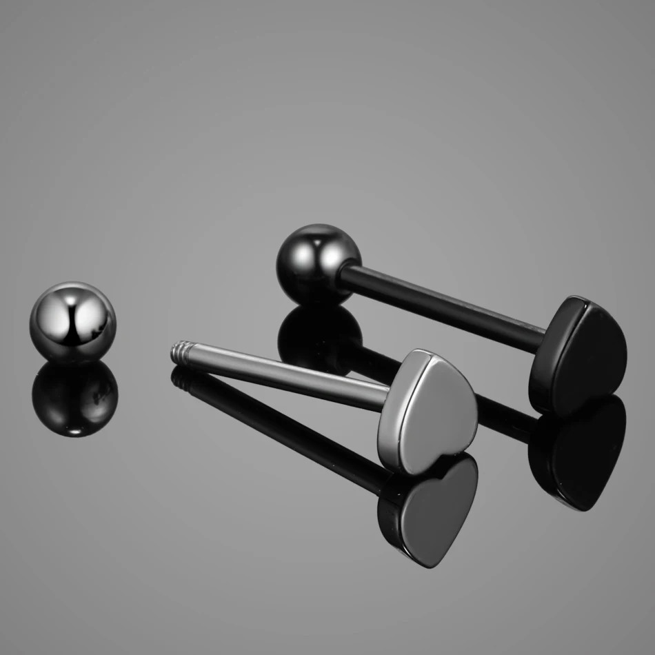 Piercing Jewelry Body Piercing Jewelry Body Jewelry 1PC 14G Steel Heart Logo Tongue Barbell Nipple Barbell Mamilo Piercing Labret Stud Lip Piercing