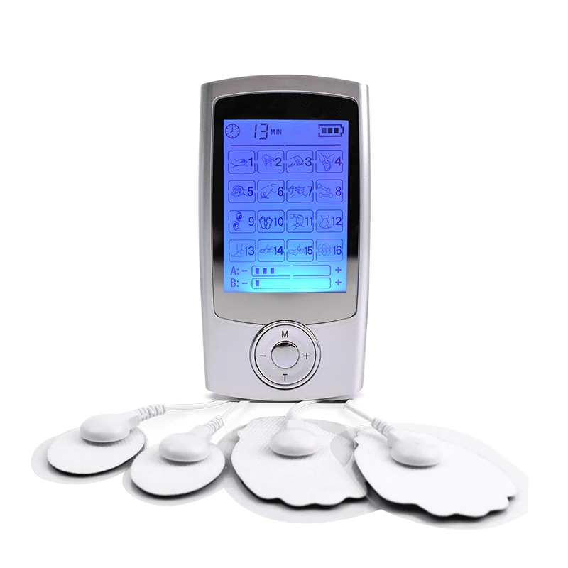 FDA Cleared TENS Muscle Stimulator Pulse Massager 4 Massage Pads 16 Modes 10 Levels Intensity 10-60 Min Timer Rechargeable