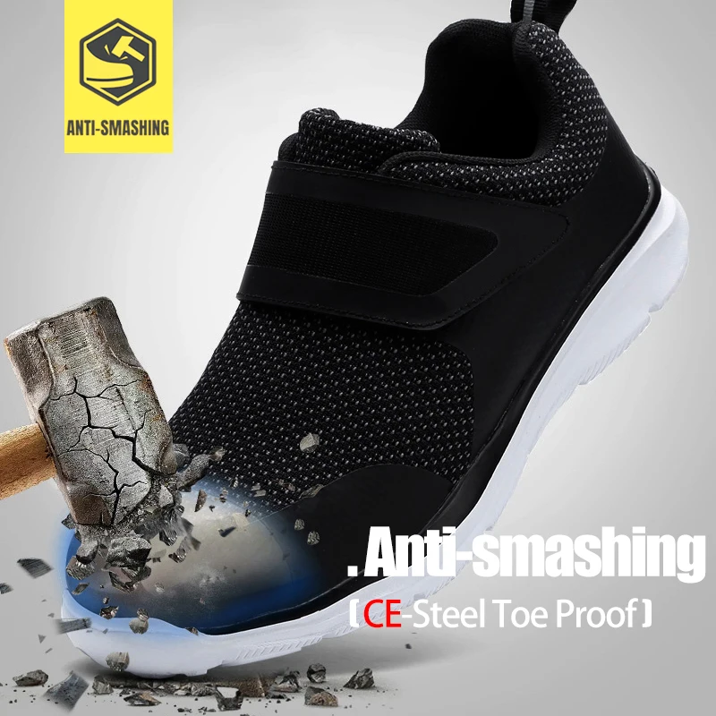 LARNMERN Men's Safety Shoes Steel Toe Construction Protective Footwear Lightweight 3D Shockproof Work Sneaker Shoes For Men