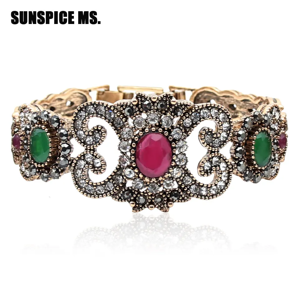 Hot Turkish Resin Flower Bracelet Bangle Adjustable Cuff Women Vintage