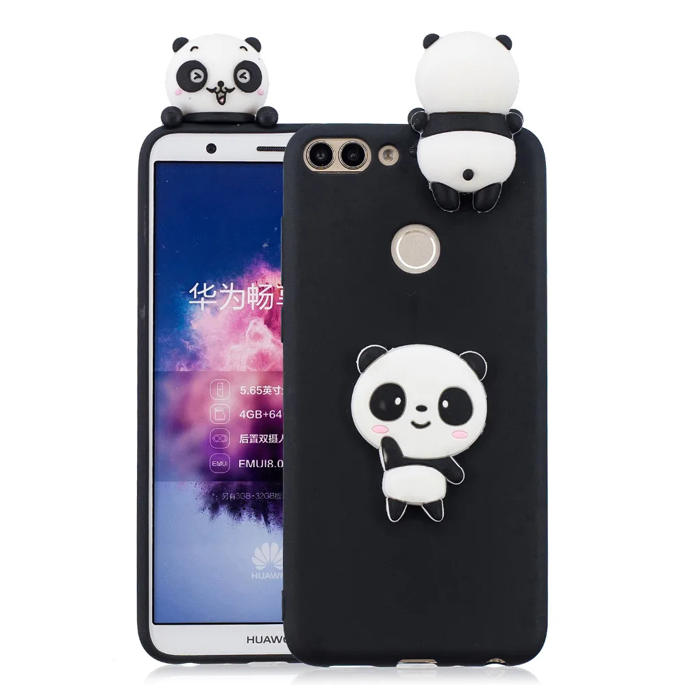 P Smart case on for Fundas Huawei Enjoy 7S case Coque Huawei P Smart case cover 3D Unicorn Panda Soft Silicone Phone cover case