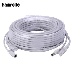 Hamrolte 5 м/10 м/20 м/30 м дополнительно 2,1 мм/5,5 мм jack RJ45 + DC Мощность расширение Ethernet видеонаблюдения кабель для ip-камер NVR Системы