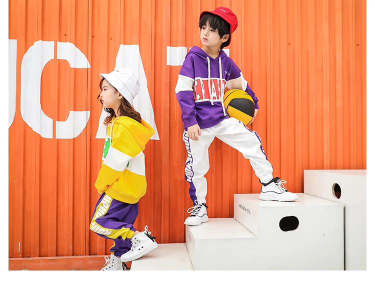 Fashion Children Hip Hop Outfit Spring Autumn Girls Street Dance Clothes Boys Girls Sport Suits Kids Dance Costumes 3 Piece Sets (11)