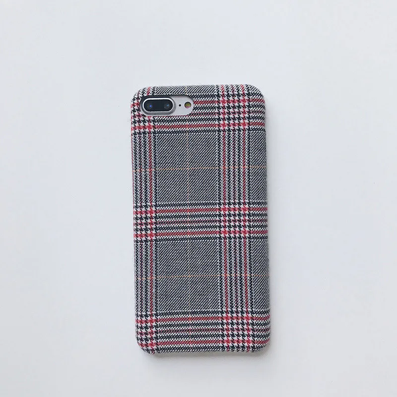 LUDI Warm Cloth Fabric Plush Phone Case for iPhone 7 Plus Simple Plaid Soft TPU Phone Case for iPhone 7 6 6s 8 plus X Back Cover11