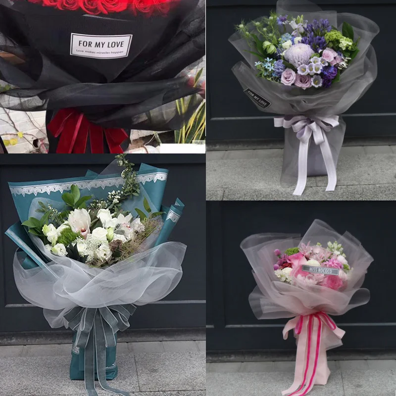 

60*450 CM Styled Yarn Flower Bouquet Wrapping Material Florist Packing Supply Multi-colors For Wedding Party Valentine's Day