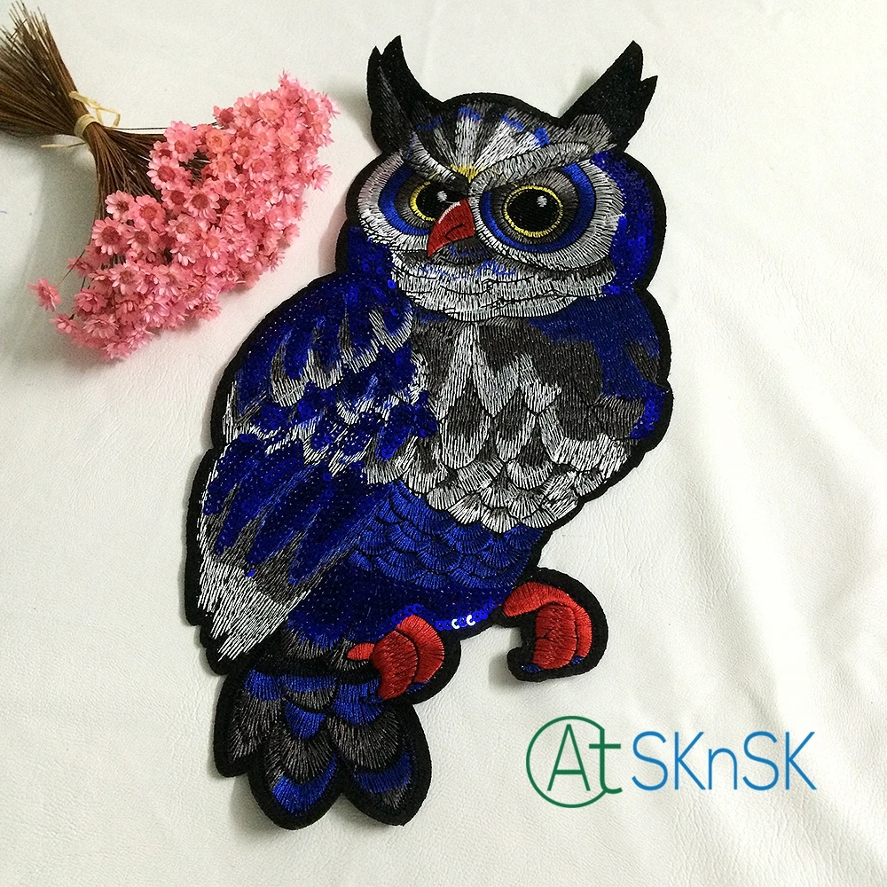 1PCS Owl bird Embroidered Patches Sewing Parches for Clothes Applique