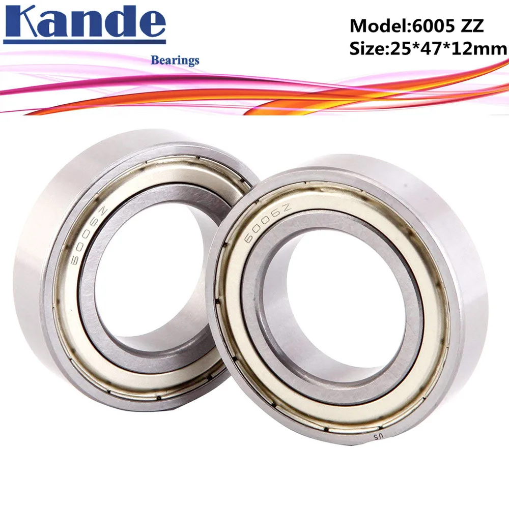 6005ZZ Bearing 2pcs ABEC-5 High quality 6005 ZZ Single Row Deep Groove ball bearing 6005-2Z 25x47x12 mm