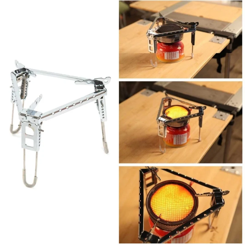 

Triangle Stand Outdoor Pot Rack Portable Steam Rack Stainless Steel Foldable Camping Gas Stove Anti-rust Holder Furnace Bracket