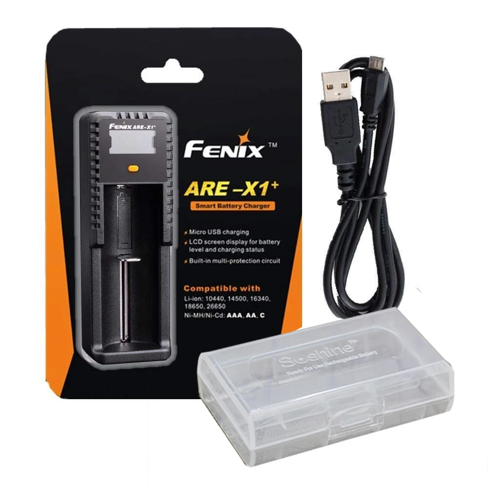 

Original Fenix ARE-X1+ Smart Battery Charger LCD Display Li-ion NiMH NiCD USB Intelligent Battery Charger for 18650 26650 AA AAA
