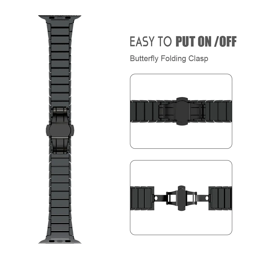 Stainless Steel Strap for Apple Watch Band 40mm 44mm Butterfly Buckle Metal Strap for Apple Watch Bands 38mm 42mm Series 1 2 3 4 Stainless Steel Strap for Apple Watch Band 40mm 44mm Butterfly Buckle Metal Strap for Apple Watch Bands 38mm 42mm Series 1 2 3 4