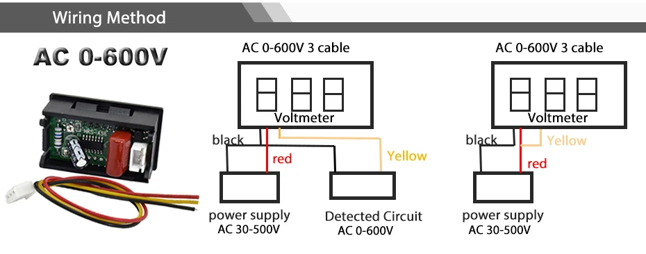 AC 30-500V AC 0-600V 0,56 ''Цифровой вольтметр калибровка чтения DC 3,5-30 V DC 0-100V красный зеленый синий отображение напряжения на светодиодном дисплее