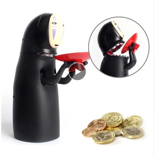  No-Face Money Box Spirited Away Kaonashi No-face Piggy Bank Toy Automatic Eaten Coin Bank Fun Chris