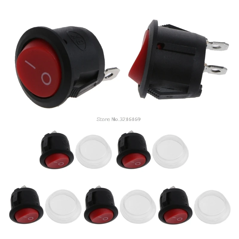 

For 5 Pcs 2-Pin ON-OFF SPST Round Dot Car Boat Rocker Toggle Switch+Waterproof Cover Promotion