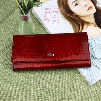 

Women Genuine Leather Wallet Ladies Luxury brand Leather Zipper Purse Wallet Female Crocodile Pattern wallets Coin Clutch