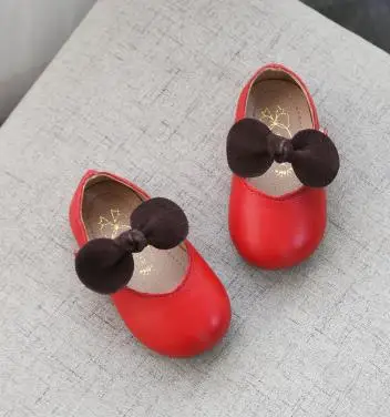 Детская обувь из натуральной кожи; обувь для маленьких девочек; сезон весна-осень; детская обувь принцессы с мягкой подошвой - Цвет: Красный