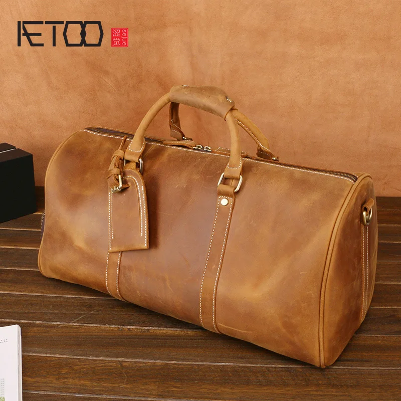 

AETOO New men's leather travel bags, handheld shoulder bags, travel & amp; leisure Large capacity handbags
