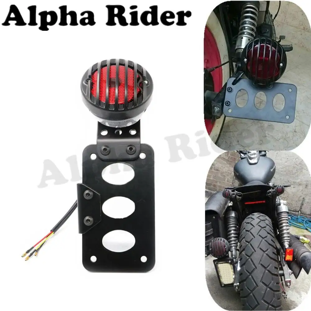 Side Mount Taillight License Plate Bracket Brake Tail Light Lamp for