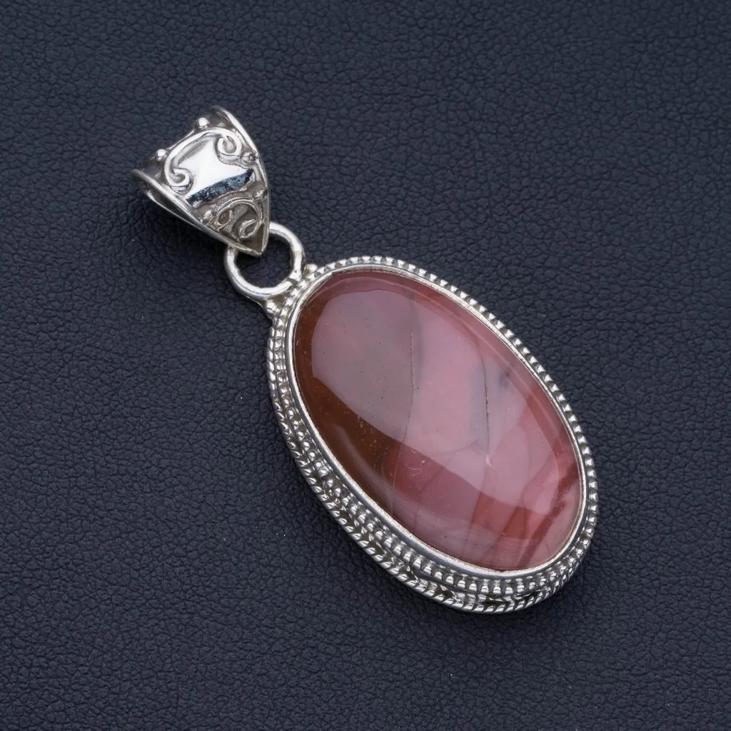 

Natural Royal Imperial Jasper Punk Style 925 Sterling Silver Pendant 2" P0839
