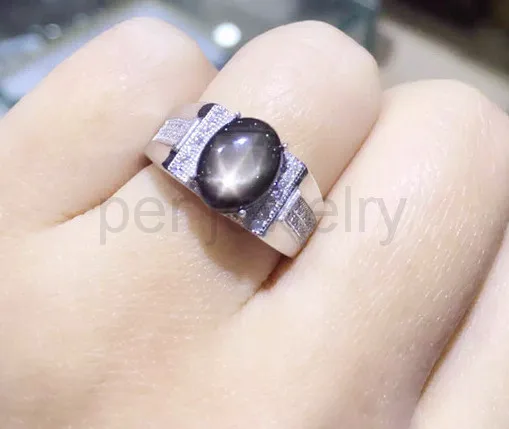 

Men ring Natural star sapphire Free shipping 925 sterling silver Fine star sapphire jewelry 3.2CT gem #XY16101410