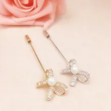 Novo Na Moda Zircon Bowknot Broches Pinos para As Mulheres Homens Moda Simulado Broche de Pérolas Jóias Acessórios Vestido