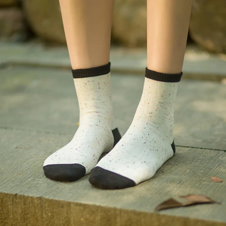 MNew Winter Socks Japanese Cotton Yarn Socks Zhuji Plain Idea Socks
