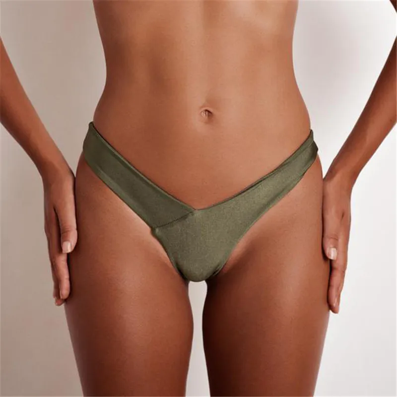 

2017 V Shape Sexy Female Swimwear Women Swim Briefs Brazilian Bikini Bottom Scrunch Butt Thong Tanga Panties Underwear Beachwear