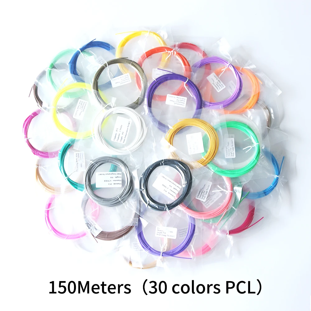

3D Pen Filament PCL 150 Meters 30 Colors 1.75mm 3D Printer Filament Low Temperature PCL Filament 3D Printer Plastic Threads 1.75