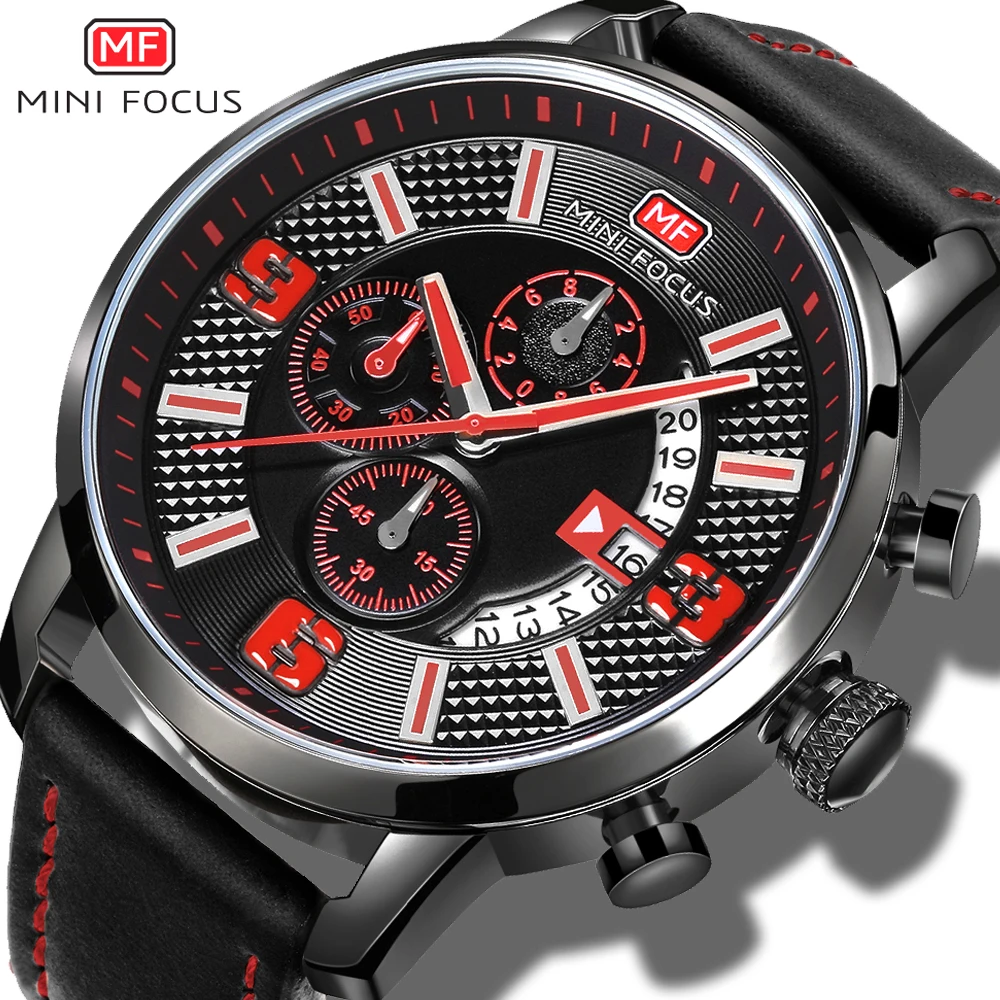 Montre homme 2018 мини фокус Повседневное черные часы Для мужчин спортивный хронограф наручные часы Авто Дата красные часы Для мужчин s кварцевые