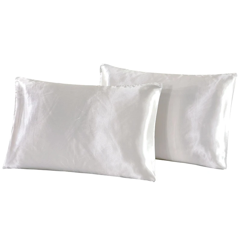 

New Style 1 Pairs Solid Color Satin Pillowcase Soft 70*70cm Emulation Silk Pillow Cover for Home Sleep High Quality Gift