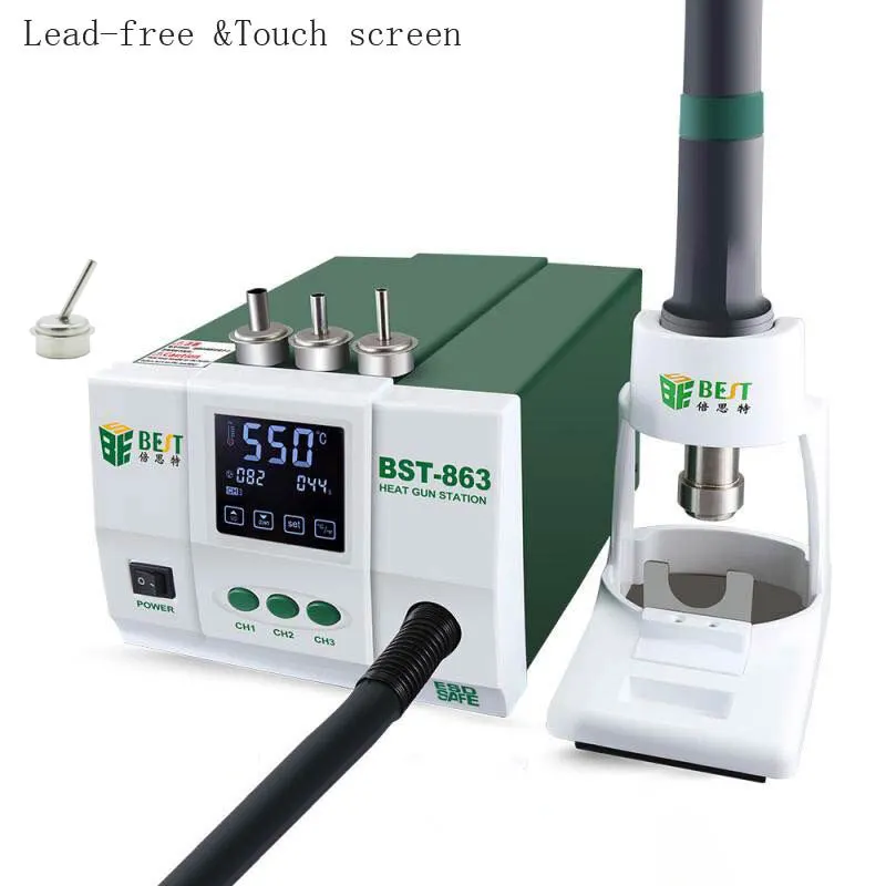 Lead-free Adjustable Hot Air Rework Station Soldering Touch Screen LCD 1200W 220V For Phone CPU PCB