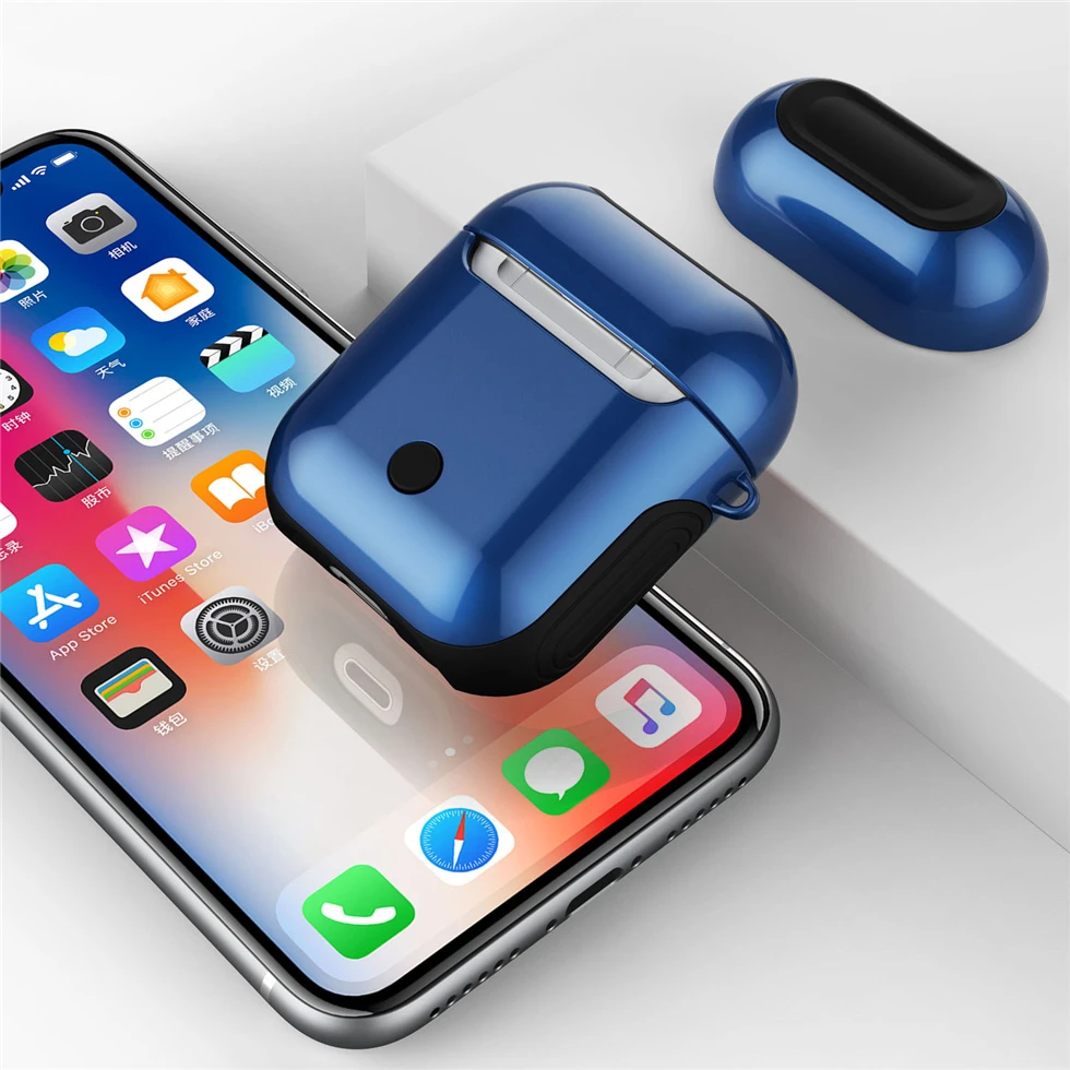 Inoher для Apple Airpods чехол для Bluetooth беспроводные наушники антидетонационный глянцевый защитный чехол для Air pods зарядная коробка