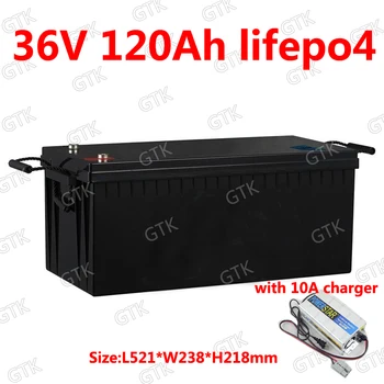 

GTK waterproof 36V 120AH lifepo4 chargeable lithium battery for 3600w tricycle UPS vehicle E-moped bike scooter boat 10A Charger