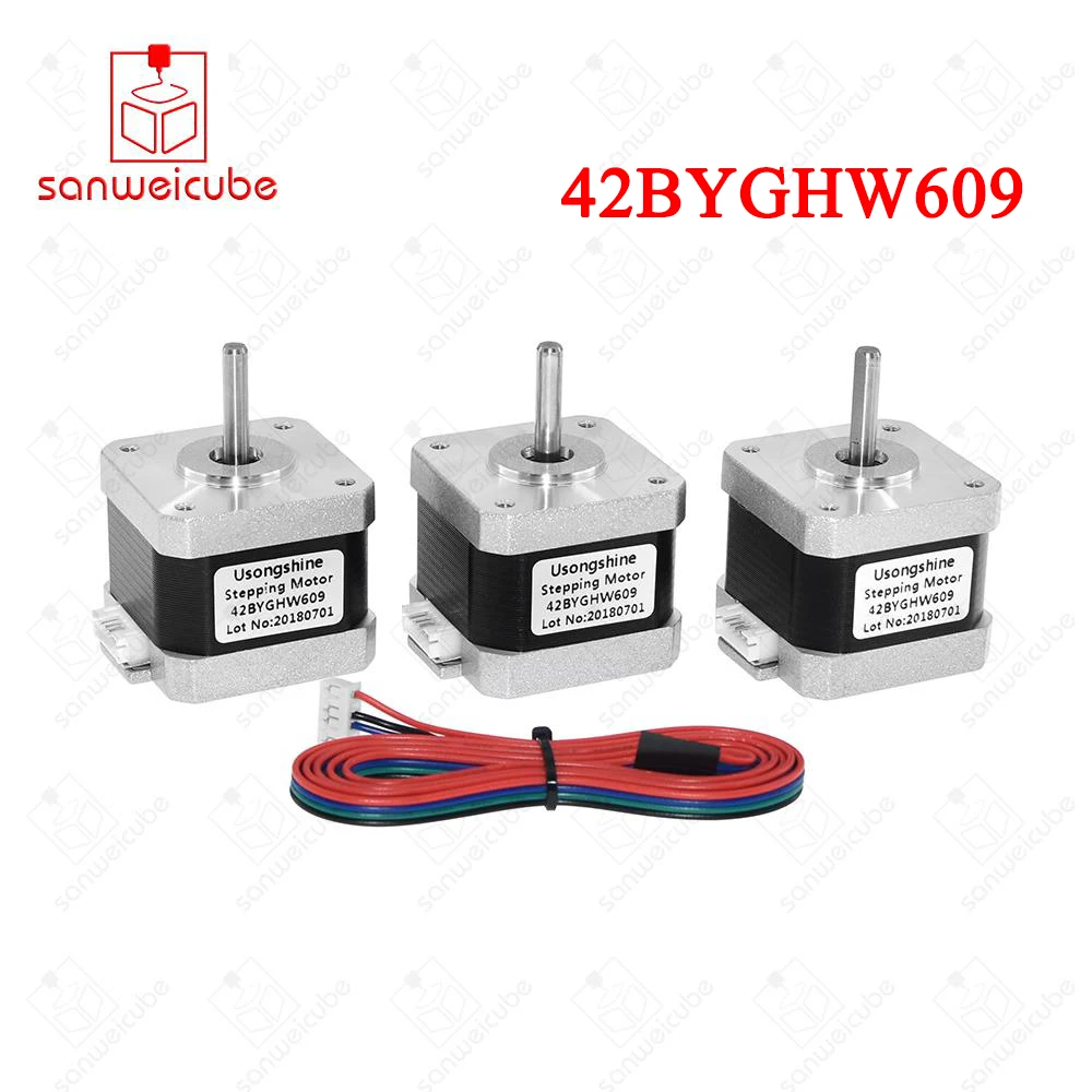 

3pcs/lot 42BYGHW609 4-lead Nema 17 Stepper Motor 42BYGHW609 56oz-in 40mm 1.7A Motor CE ROSH ISO CNC Laser Grind Foam Plasma Cut