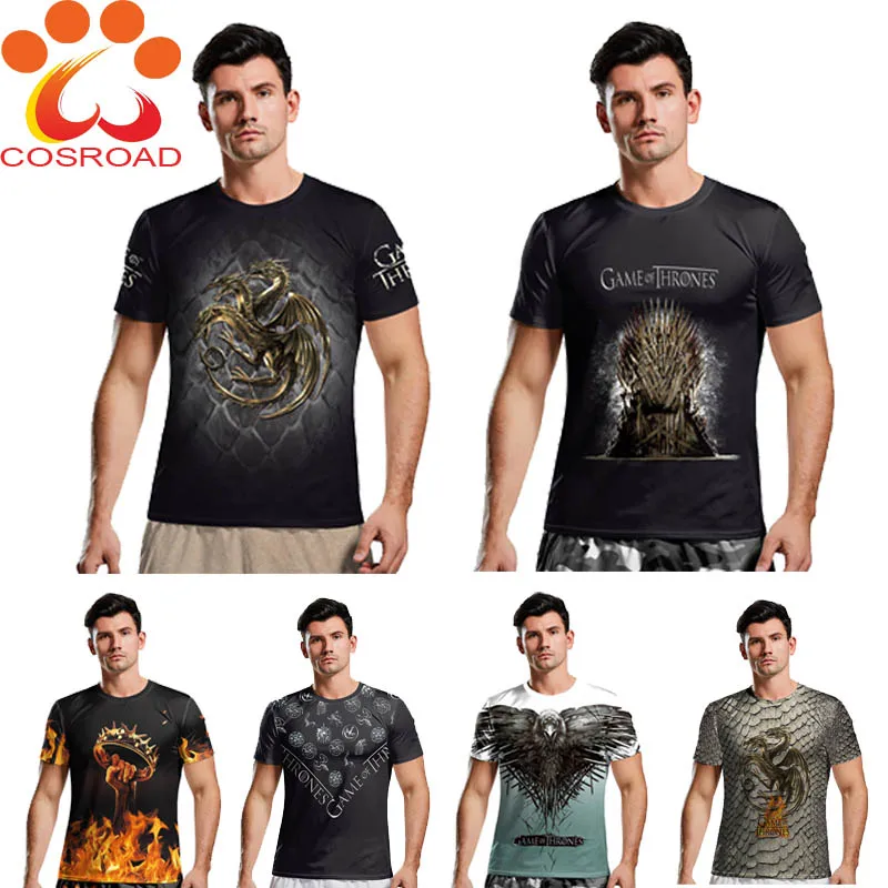 Cosroad 2019 Game of Thrones T-shirt Stark Targaryen Cosplay 3D Printed t shirt Summer Adults T shirt Dragon Wolf Costumes
