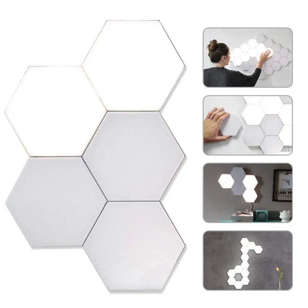 

Quantum Light LED Modular Touch Sensitive Lighting Wall Lamps Home Decor Room Hexagon Removable Geometry Assembly Night Light