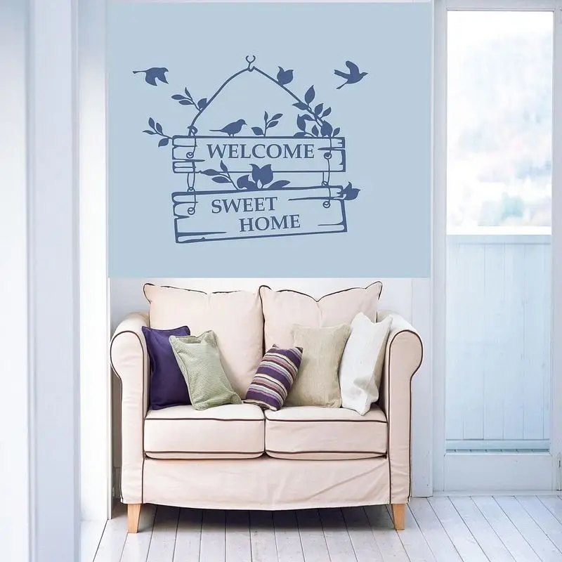 Us 7 97 25 Off Welcome Sweet Home Vinyl Stiker Dinding Artistik Desain Home Decor Dinding Decal Mural Wallpaper Removable Berkualitas Tinggi