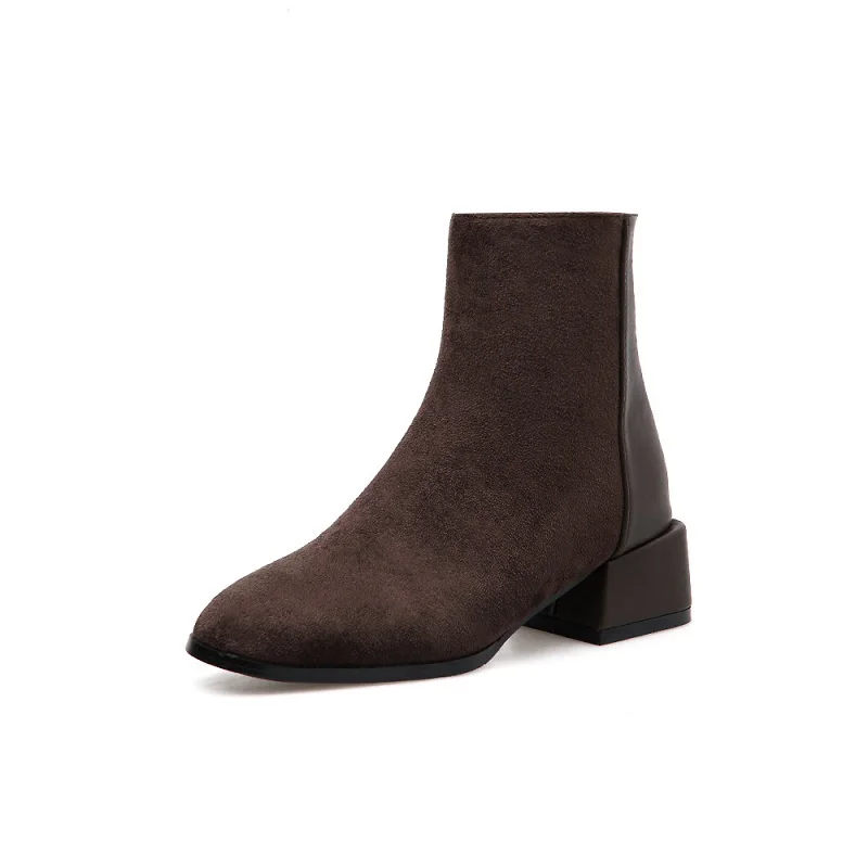 Samt Wintermuster Brwon Plus Hausschuhe 0121 Wildstiefel Rundkopf Martin Damen 2018 Explosion Qhsrtd